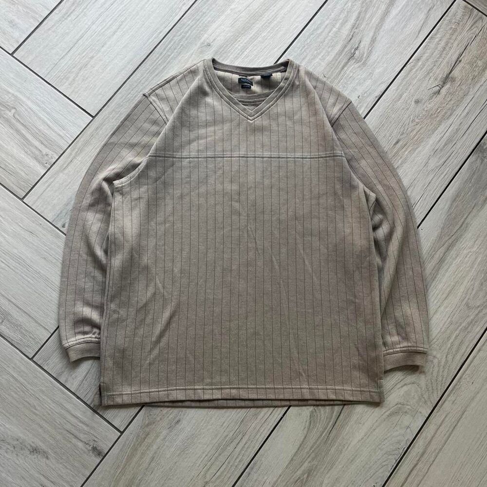 Van Heusen Y2K Tan Pinstripe Knit Sweater